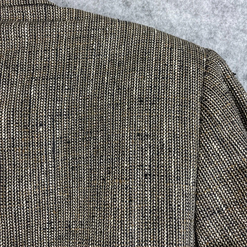 Vintage Emanuel Ungaro Blazer Sport Coat Mens 38R Gray Tan Silk Tweed Italy